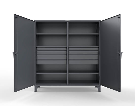 Extreme Duty 12 GA Double Shift Cabinet with 8 Drawers, 6 Shelves - 72 In. W x 24 In. D x 78 In. H - 66-DS-246-8DB-7024