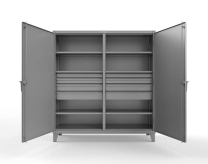 Extreme Duty 12 GA Double Shift Cabinet with 8 Drawers, 6 Shelves - 72 In. W x 24 In. D x 78 In. H - 66-DS-246-8DB-7037