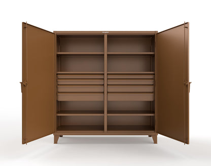 Extreme Duty 12 GA Double Shift Cabinet with 8 Drawers, 6 Shelves - 72 In. W x 24 In. D x 78 In. H - 66-DS-246-8DB-8008