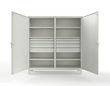 Extreme Duty 12 GA Double Shift Cabinet with 8 Drawers, 6 Shelves - 72 In. W x 24 In. D x 78 In. H - 66-DS-246-8DB-9003