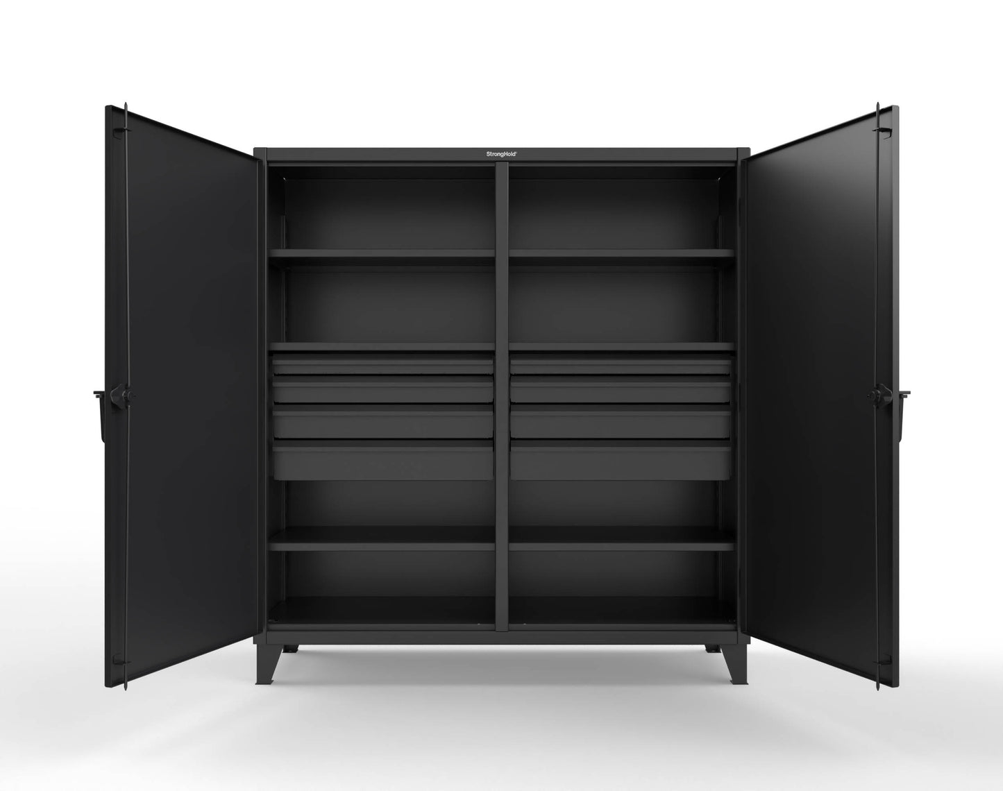 Extreme Duty 12 GA Double Shift Cabinet with 8 Drawers, 6 Shelves - 72 In. W x 24 In. D x 78 In. H - 66-DS-246-8DB-9005