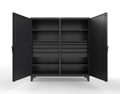 Extreme Duty 12 GA Double Shift Cabinet with 8 Drawers, 6 Shelves - 72 In. W x 24 In. D x 78 In. H - 66-DS-246-8DB-9005