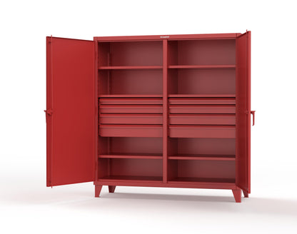 Extreme Duty 12 GA Double Shift Cabinet with 8 Drawers, 6 Shelves - 72 In. W x 24 In. D x 78 In. H - 66-DS-246-8DB-3001