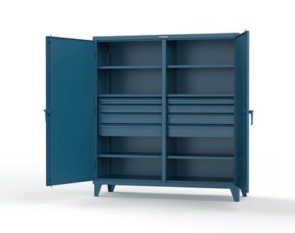 Extreme Duty 12 GA Double Shift Cabinet with 8 Drawers, 6 Shelves - 72 In. W x 24 In. D x 78 In. H - 66-DS-246-8DB-5001