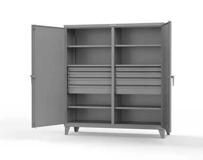 Extreme Duty 12 GA Double Shift Cabinet with 8 Drawers, 6 Shelves - 72 In. W x 24 In. D x 78 In. H - 66-DS-246-8DB-7037
