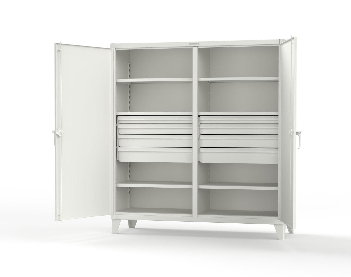 Extreme Duty 12 GA Double Shift Cabinet with 8 Drawers, 6 Shelves - 72 In. W x 24 In. D x 78 In. H - 66-DS-246-8DB-9003