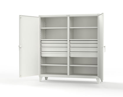 Extreme Duty 12 GA Double Shift Cabinet with 8 Drawers, 6 Shelves - 72 In. W x 24 In. D x 78 In. H - 66-DS-246-8DB-9003