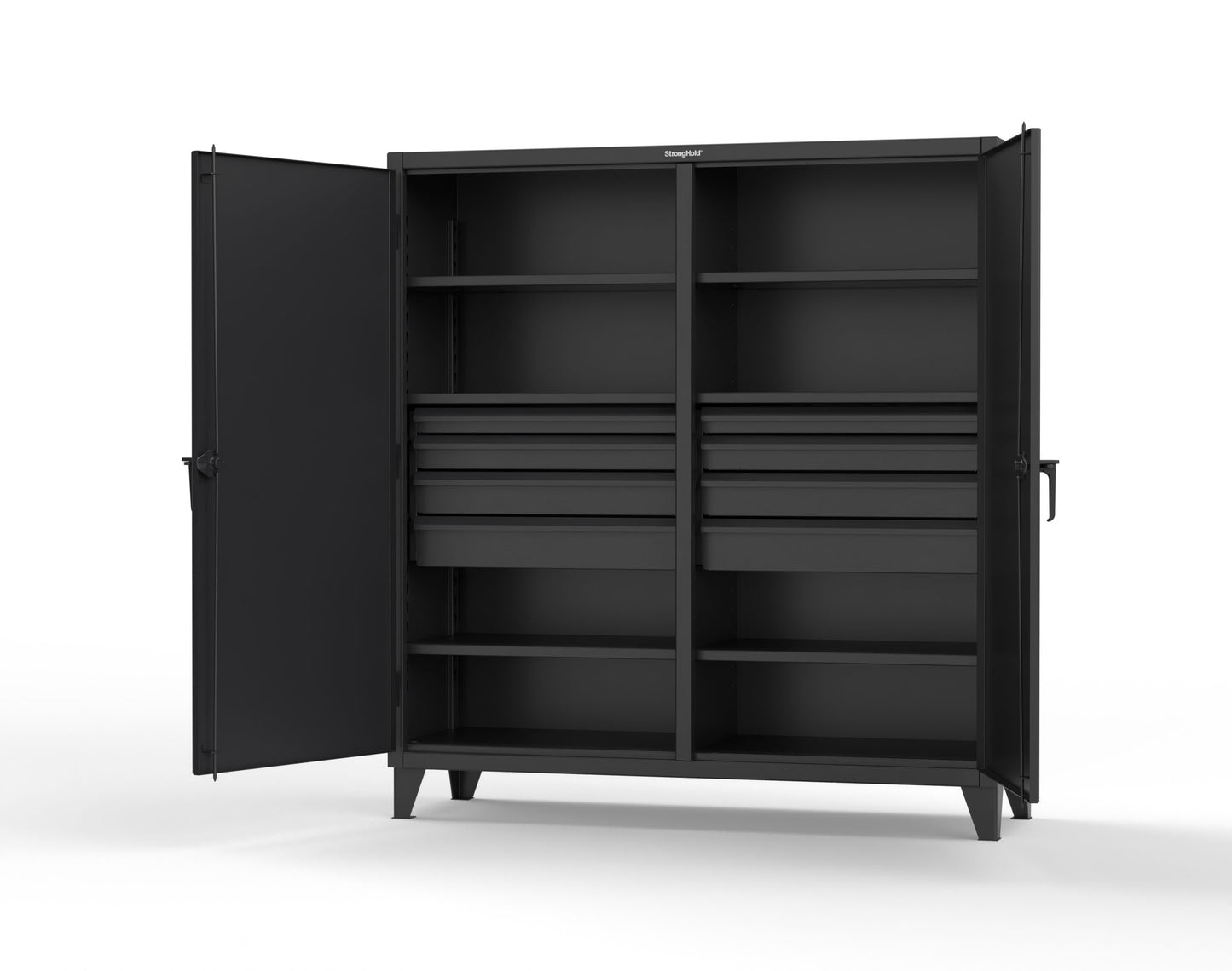 Extreme Duty 12 GA Double Shift Cabinet with 8 Drawers, 6 Shelves - 72 In. W x 24 In. D x 78 In. H - 66-DS-246-8DB-9005