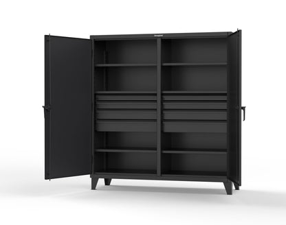 Extreme Duty 12 GA Double Shift Cabinet with 8 Drawers, 6 Shelves - 72 In. W x 24 In. D x 78 In. H - 66-DS-246-8DB-9005