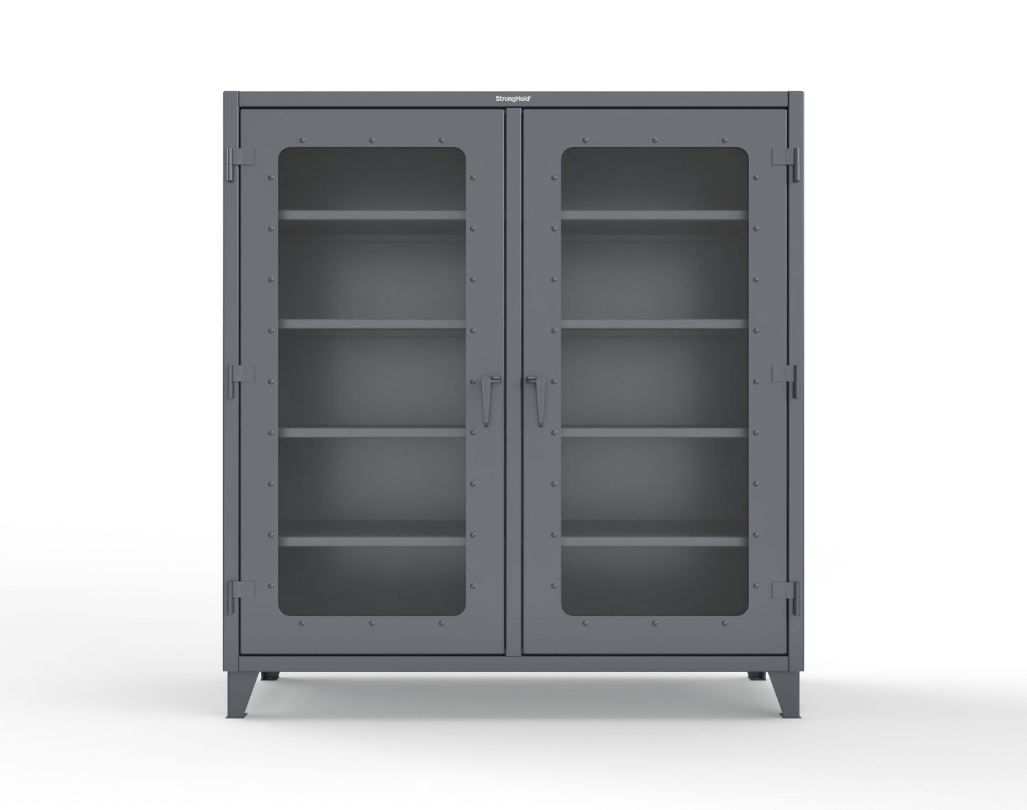 Extreme Duty 12 GA Clear View Double Shift Cabinet with 8 Shelves - 72 In. W x 24 In. D x 78 In. H - 66-DS-LD-248-7024