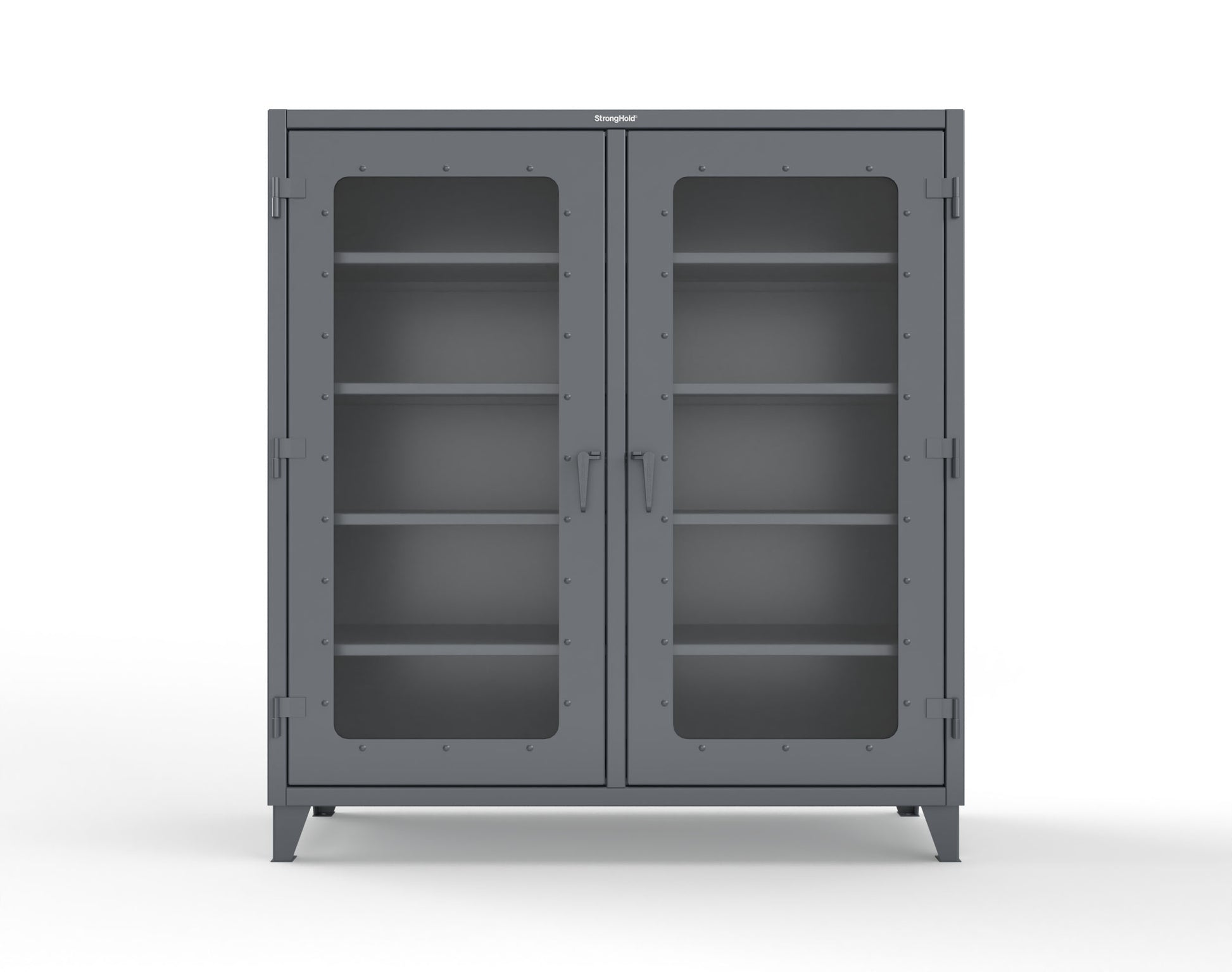 Extreme Duty 12 GA Clear View Double Shift Cabinet with 8 Shelves - 72 In. W x 24 In. D x 78 In. H - 66-DS-LD-248-7024