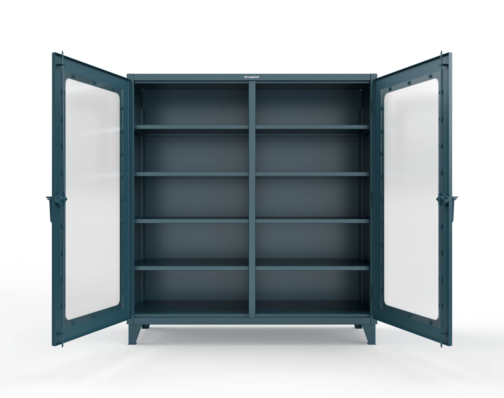 Extreme Duty 12 GA Clear View Double Shift Cabinet with 8 Shelves - 72 In. W x 24 In. D x 78 In. H - 66-DS-LD-248-5001