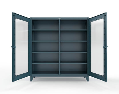 Extreme Duty 12 GA Clear View Double Shift Cabinet with 8 Shelves - 72 In. W x 24 In. D x 78 In. H - 66-DS-LD-248-5001