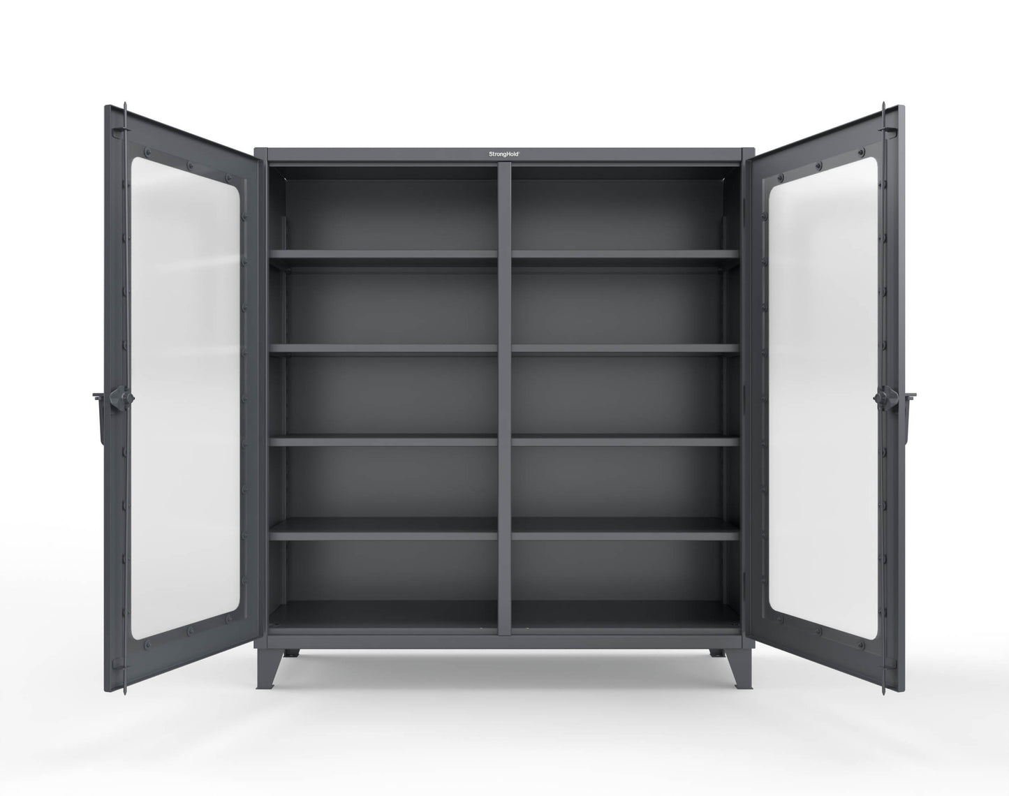 Extreme Duty 12 GA Clear View Double Shift Cabinet with 8 Shelves - 72 In. W x 24 In. D x 78 In. H - 66-DS-LD-248-7024