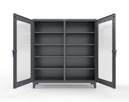 Extreme Duty 12 GA Clear View Double Shift Cabinet with 8 Shelves - 72 In. W x 24 In. D x 78 In. H - 66-DS-LD-248-7024