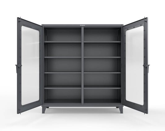 Extreme Duty 12 GA Clear View Double Shift Cabinet with 8 Shelves - 72 In. W x 24 In. D x 78 In. H - 66-DS-LD-248-7024