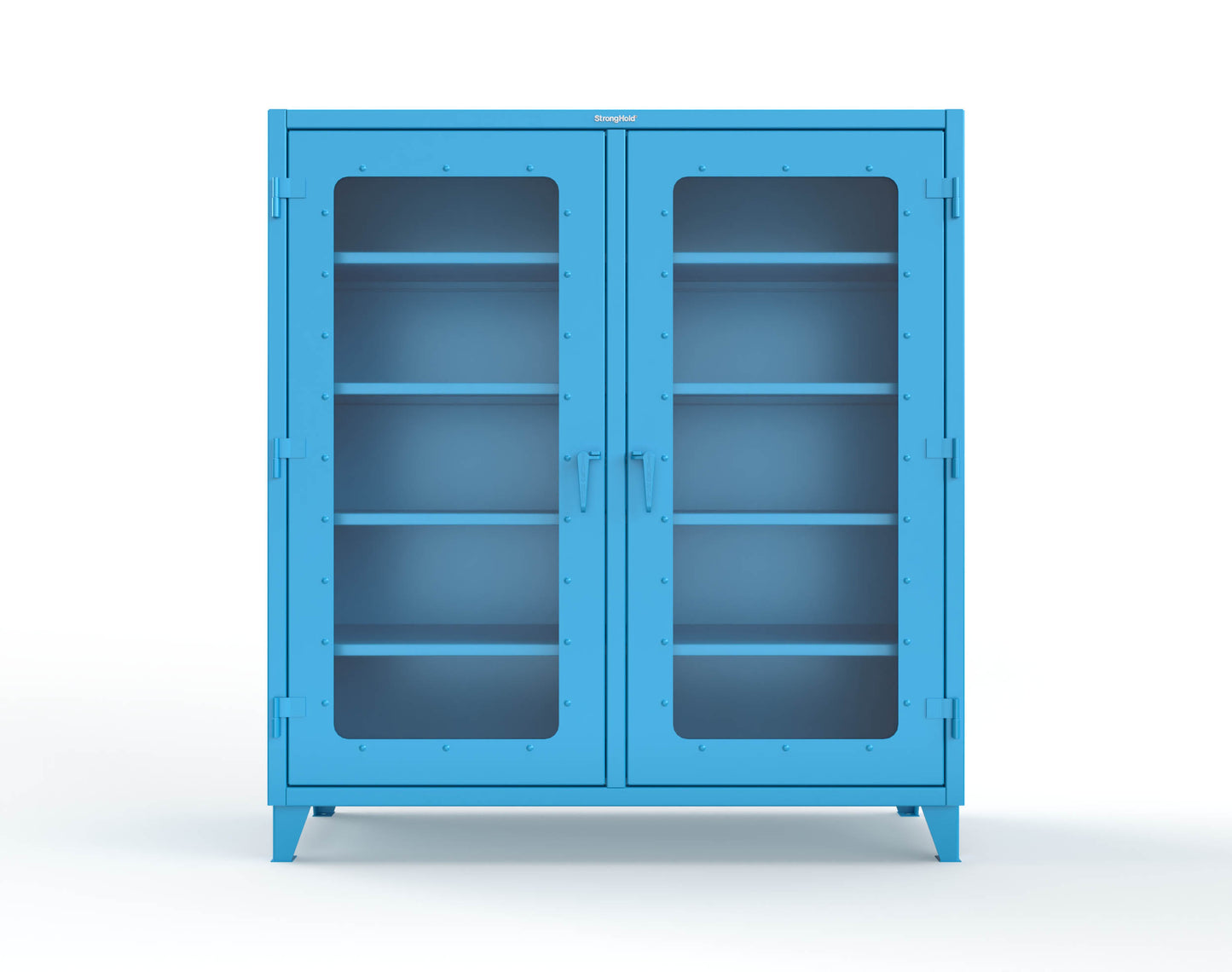 Extreme Duty 12 GA Clear View Double Shift Cabinet with 8 Shelves - 72 In. W x 24 In. D x 78 In. H - 66-DS-LD-248-5012