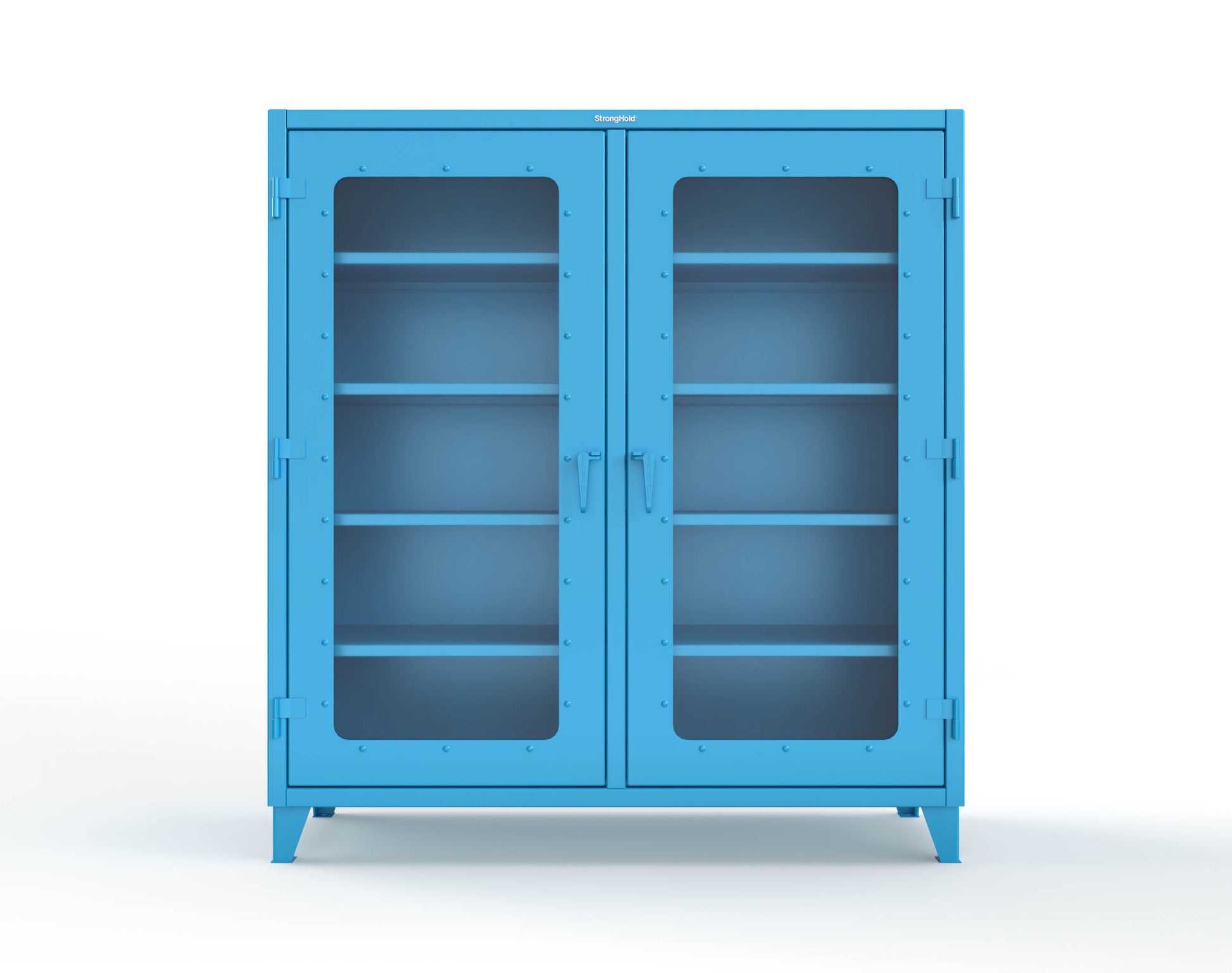 Extreme Duty 12 GA Clear View Double Shift Cabinet with 8 Shelves - 72 In. W x 24 In. D x 78 In. H - 66-DS-LD-248-5012