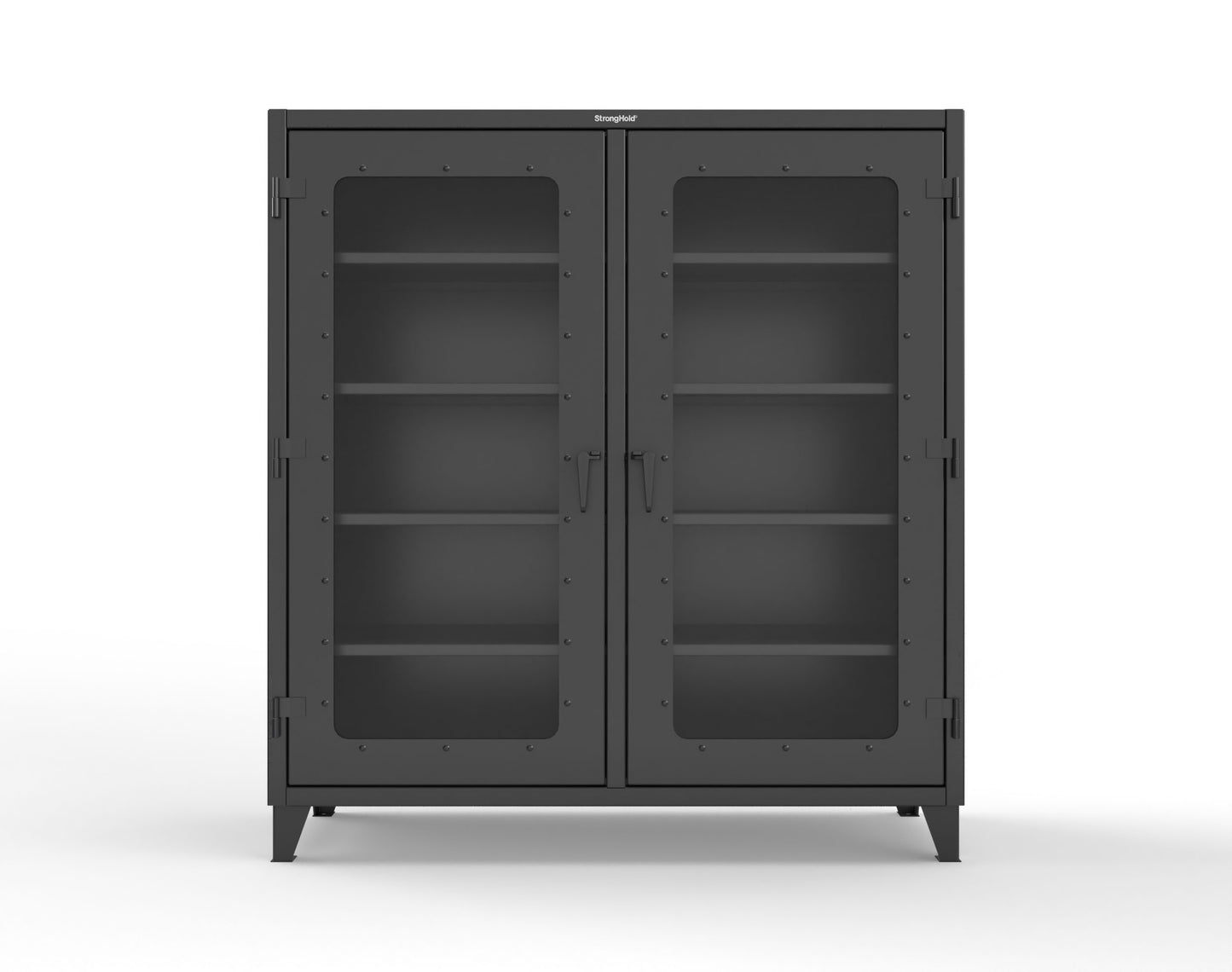 Extreme Duty 12 GA Clear View Double Shift Cabinet with 8 Shelves - 72 In. W x 24 In. D x 78 In. H - 66-DS-LD-248-9005