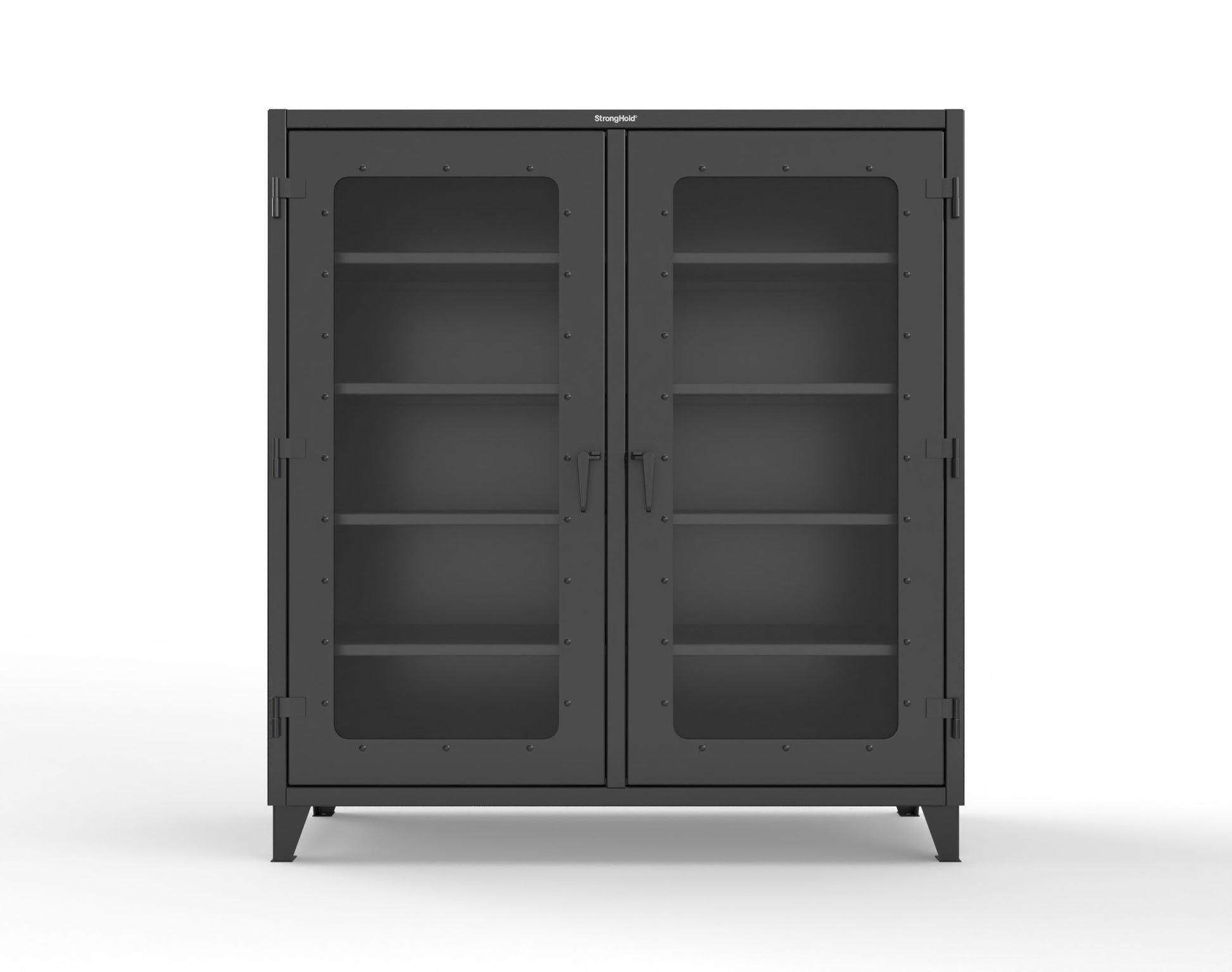 Extreme Duty 12 GA Clear View Double Shift Cabinet with 8 Shelves - 72 In. W x 24 In. D x 78 In. H - 66-DS-LD-248-9005