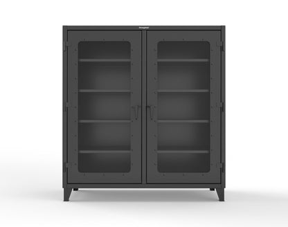 Extreme Duty 12 GA Clear View Double Shift Cabinet with 8 Shelves - 72 In. W x 24 In. D x 78 In. H - 66-DS-LD-248-9005