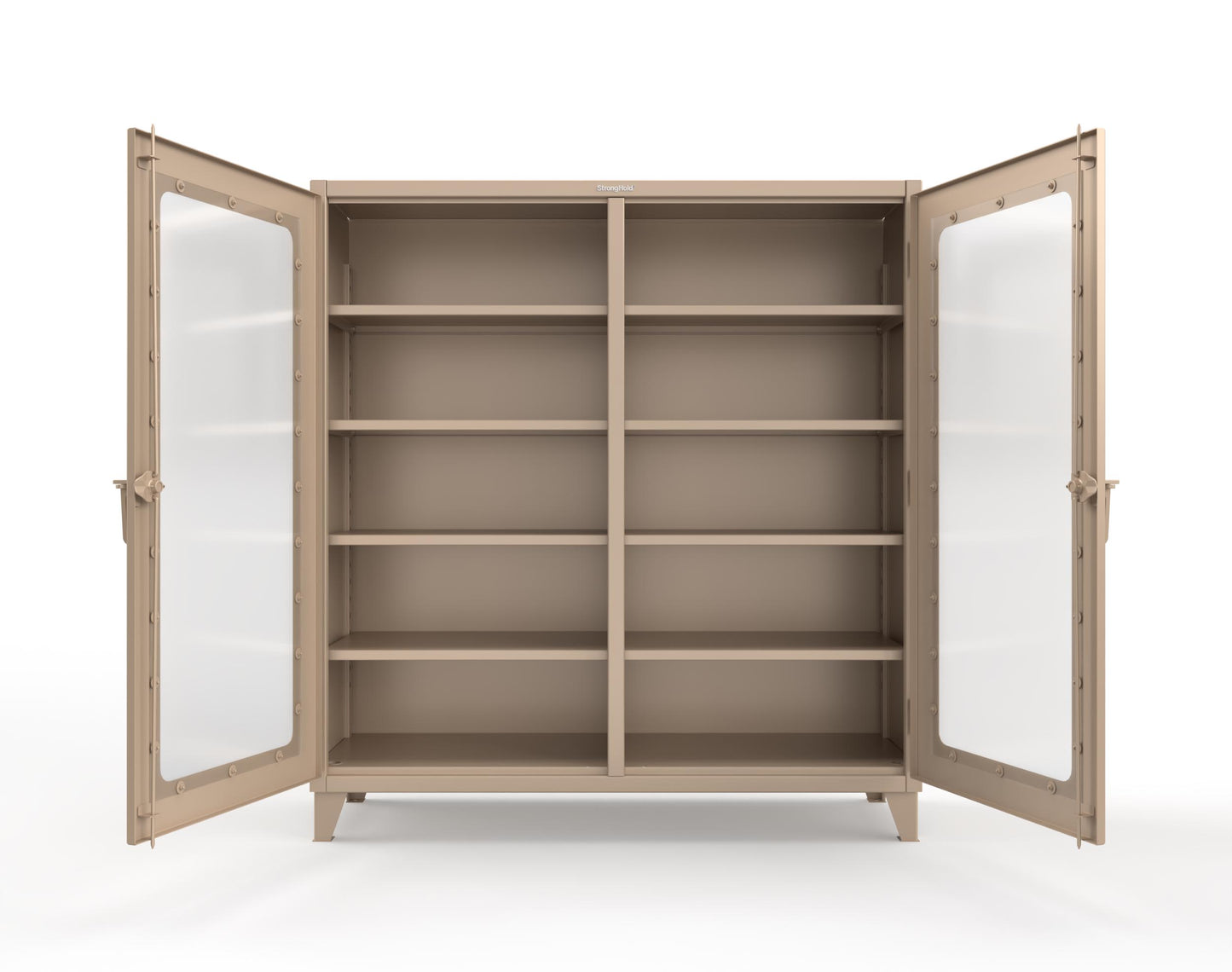 Extreme Duty 12 GA Clear View Double Shift Cabinet with 8 Shelves - 72 In. W x 24 In. D x 78 In. H - 66-DS-LD-248-1019