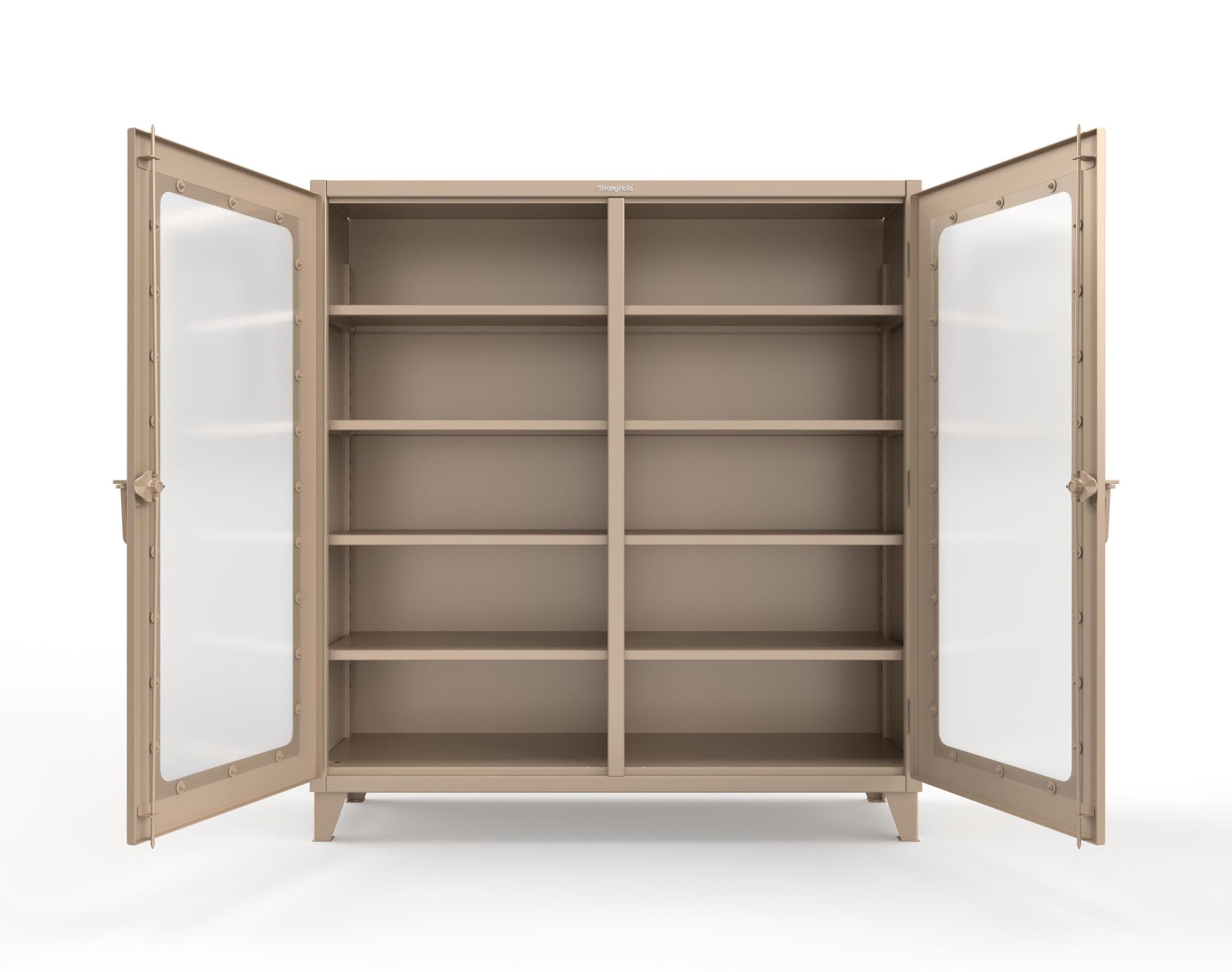Extreme Duty 12 GA Clear View Double Shift Cabinet with 8 Shelves - 72 In. W x 24 In. D x 78 In. H - 66-DS-LD-248-1019