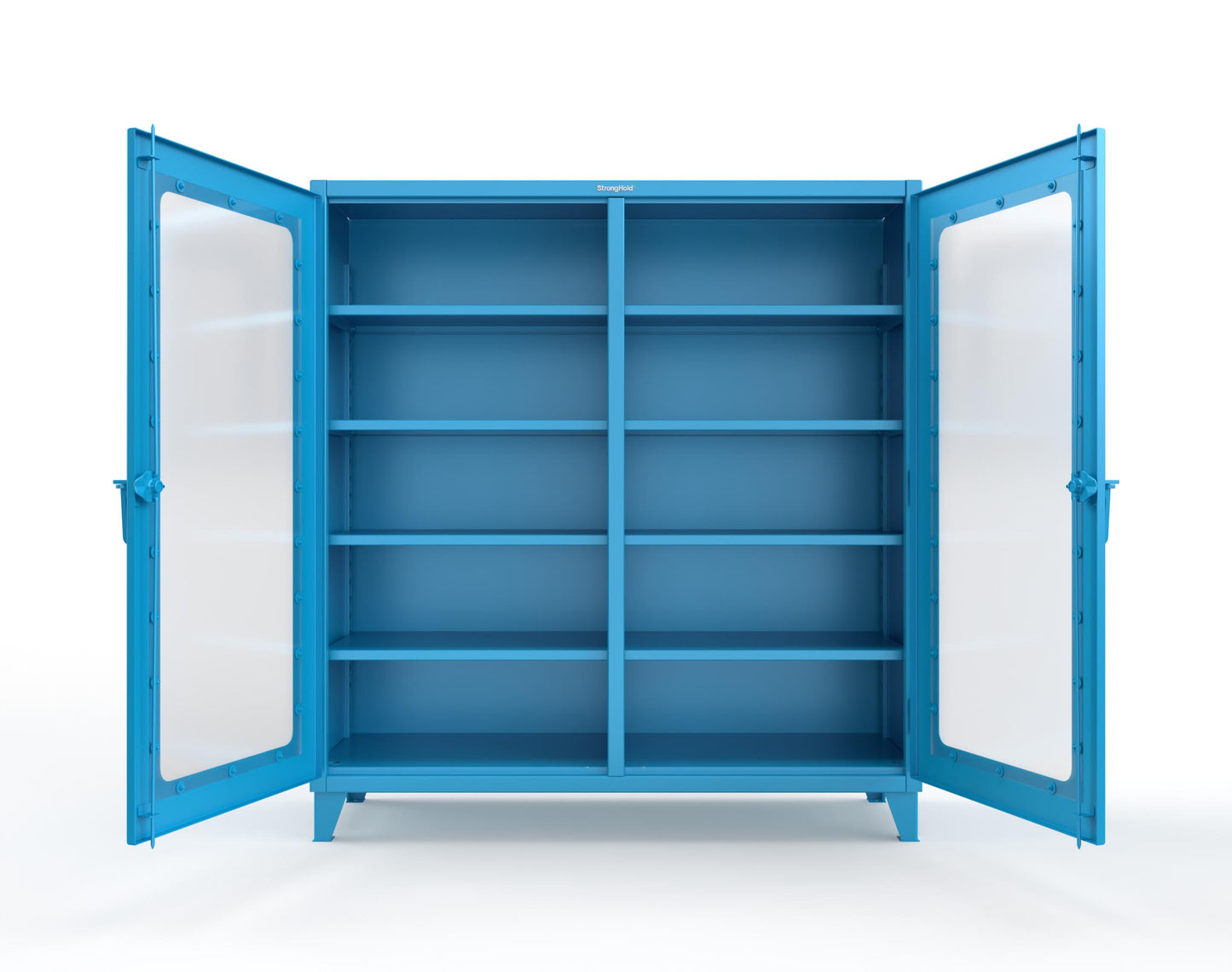 Extreme Duty 12 GA Clear View Double Shift Cabinet with 8 Shelves - 72 In. W x 24 In. D x 78 In. H - 66-DS-LD-248-5012