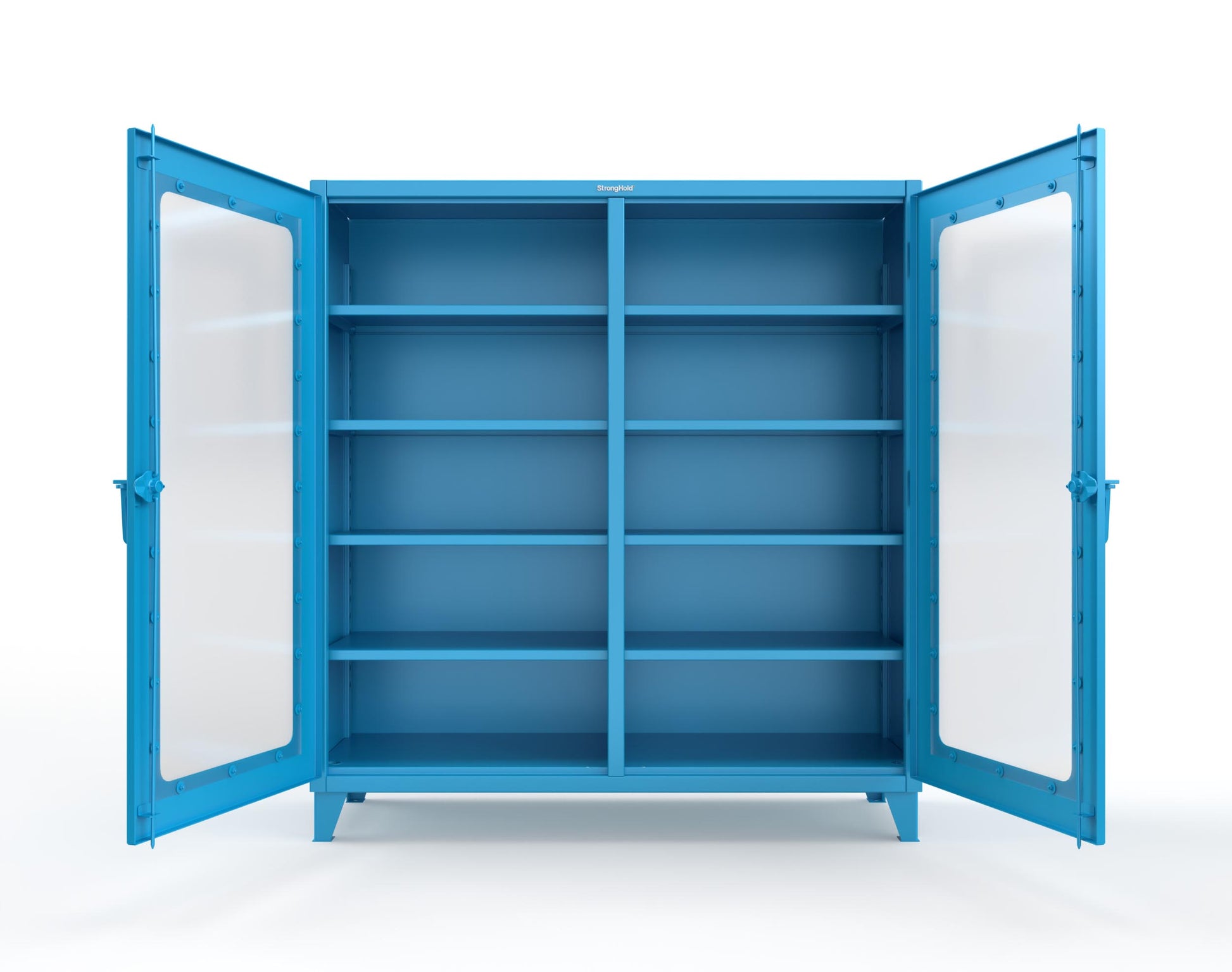 Extreme Duty 12 GA Clear View Double Shift Cabinet with 8 Shelves - 72 In. W x 24 In. D x 78 In. H - 66-DS-LD-248-5012
