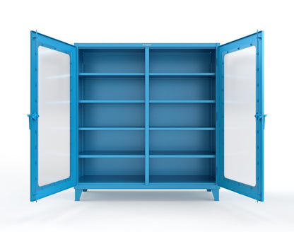 Extreme Duty 12 GA Clear View Double Shift Cabinet with 8 Shelves - 72 In. W x 24 In. D x 78 In. H - 66-DS-LD-248-5012
