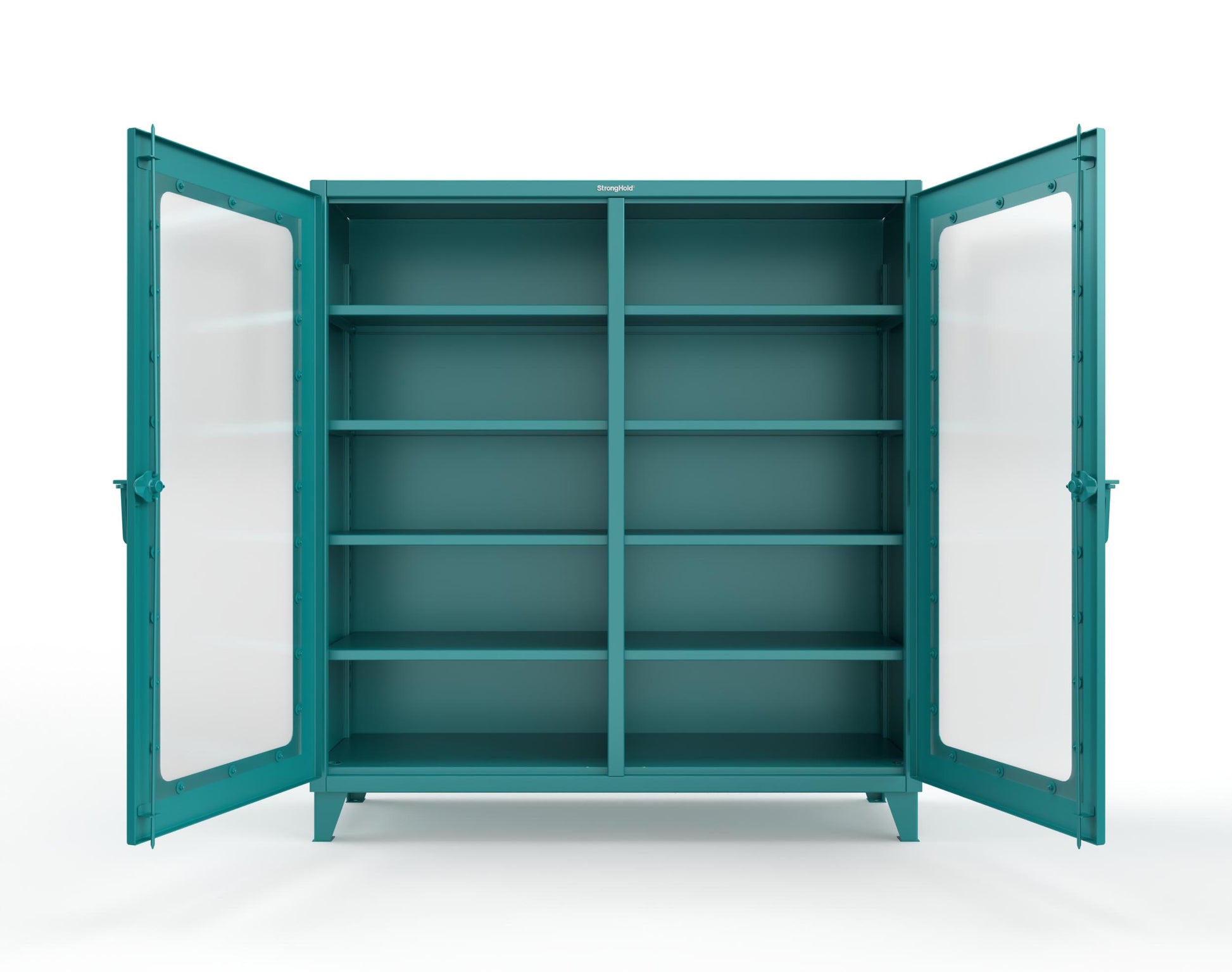 Extreme Duty 12 GA Clear View Double Shift Cabinet with 8 Shelves - 72 In. W x 24 In. D x 78 In. H - 66-DS-LD-248-5021