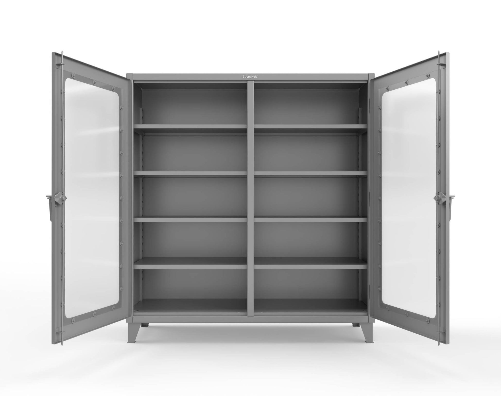 Extreme Duty 12 GA Clear View Double Shift Cabinet with 8 Shelves - 72 In. W x 24 In. D x 78 In. H - 66-DS-LD-248-7037