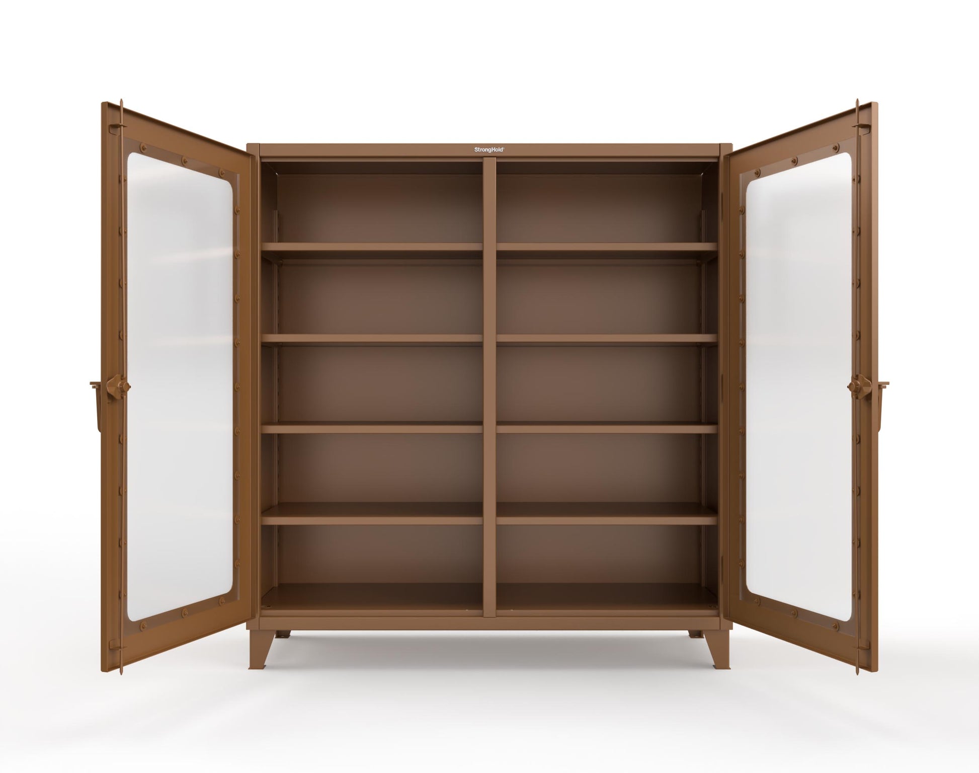Extreme Duty 12 GA Clear View Double Shift Cabinet with 8 Shelves - 72 In. W x 24 In. D x 78 In. H - 66-DS-LD-248-8008