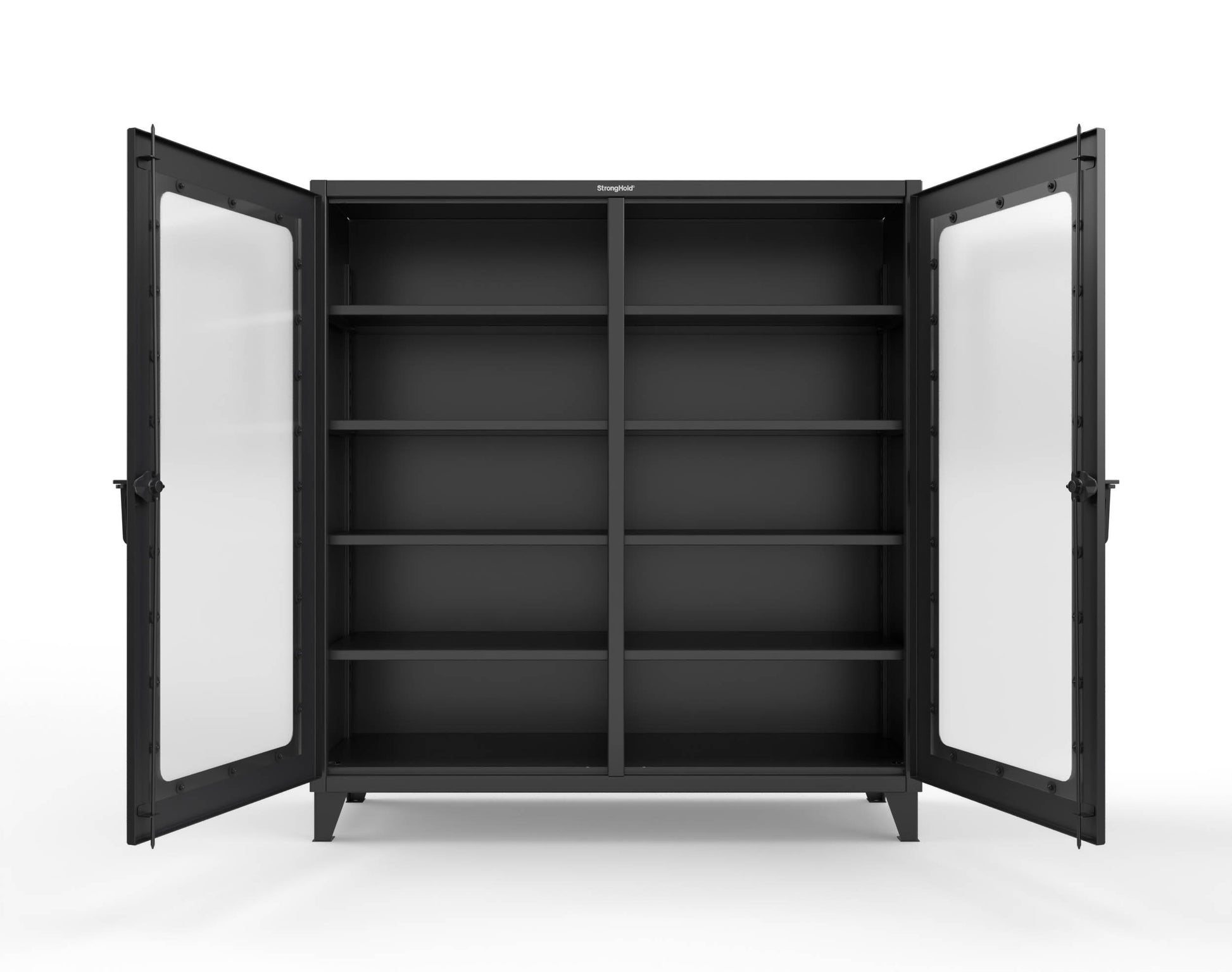 Extreme Duty 12 GA Clear View Double Shift Cabinet with 8 Shelves - 72 In. W x 24 In. D x 78 In. H - 66-DS-LD-248-9005