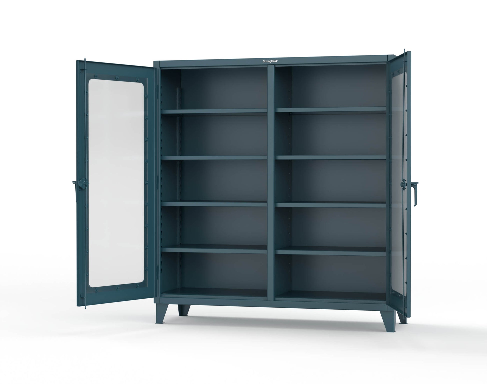 Extreme Duty 12 GA Clear View Double Shift Cabinet with 8 Shelves - 72 In. W x 24 In. D x 78 In. H - 66-DS-LD-248-5001