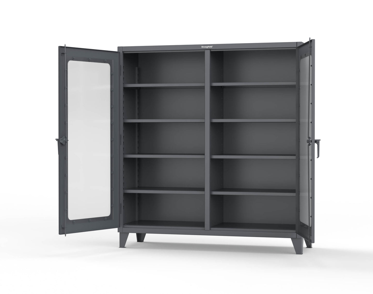 Extreme Duty 12 GA Clear View Double Shift Cabinet with 8 Shelves - 72 In. W x 24 In. D x 78 In. H - 66-DS-LD-248-7024
