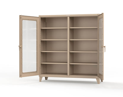 Extreme Duty 12 GA Clear View Double Shift Cabinet with 8 Shelves - 72 In. W x 24 In. D x 78 In. H - 66-DS-LD-248-1019