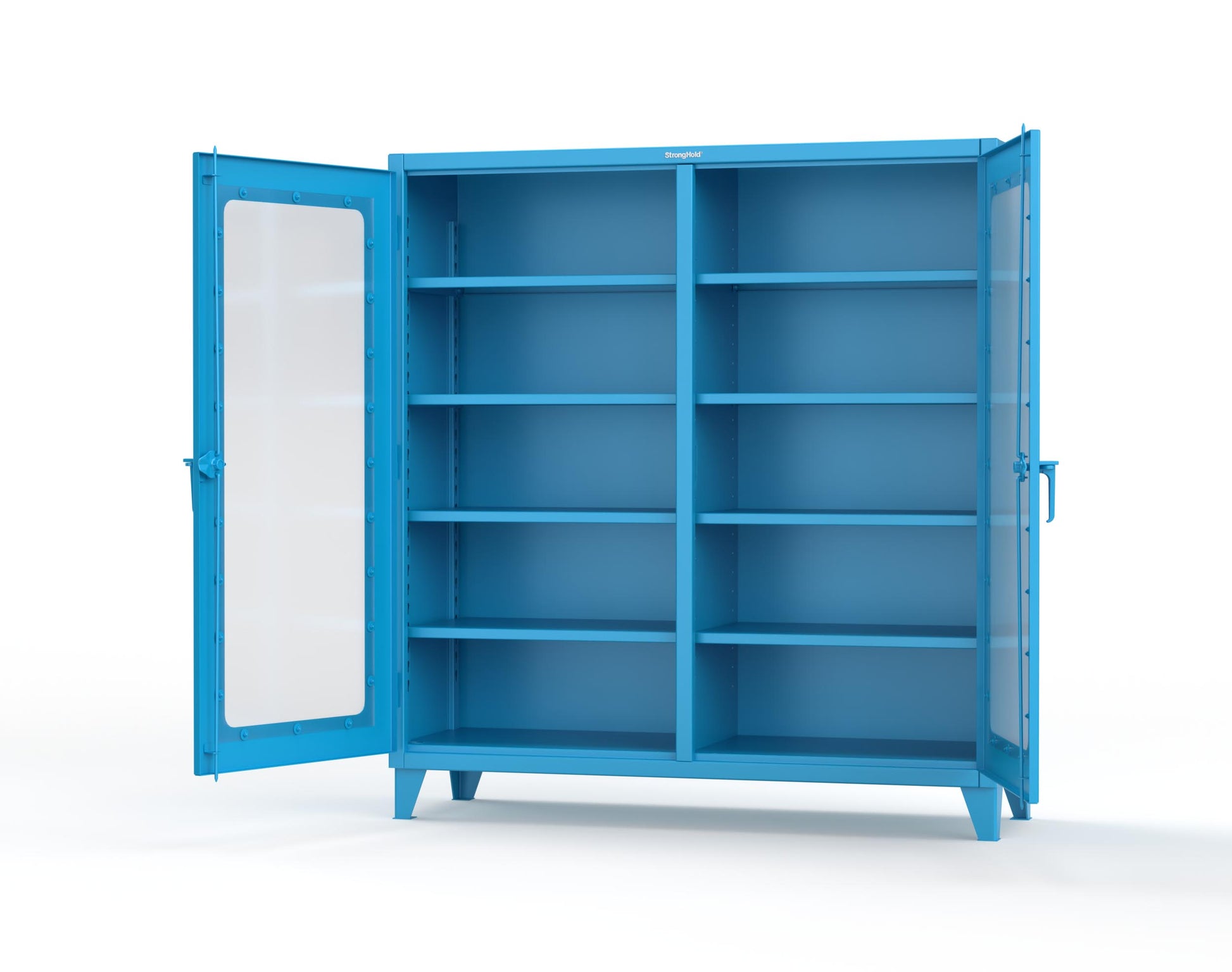 Extreme Duty 12 GA Clear View Double Shift Cabinet with 8 Shelves - 72 In. W x 24 In. D x 78 In. H - 66-DS-LD-248-5012