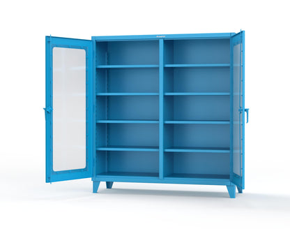Extreme Duty 12 GA Clear View Double Shift Cabinet with 8 Shelves - 72 In. W x 24 In. D x 78 In. H - 66-DS-LD-248-5012