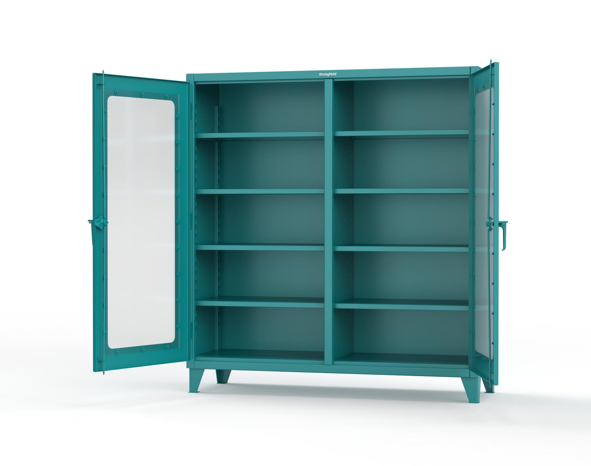 Extreme Duty 12 GA Clear View Double Shift Cabinet with 8 Shelves - 72 In. W x 24 In. D x 78 In. H - 66-DS-LD-248-5021