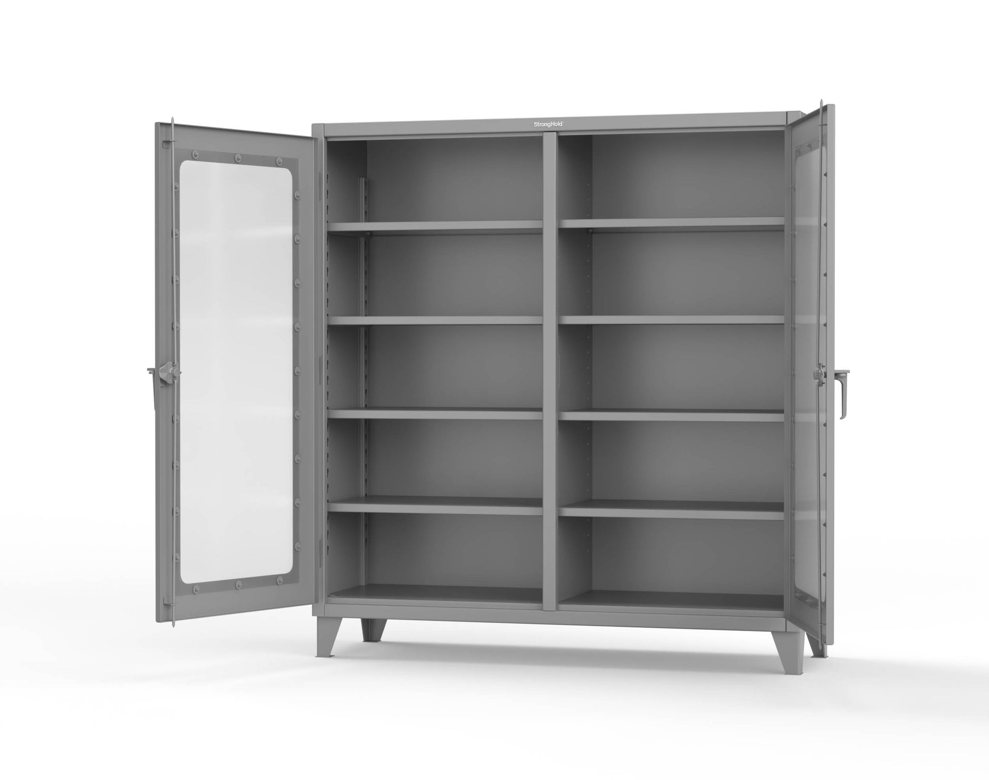 Extreme Duty 12 GA Clear View Double Shift Cabinet with 8 Shelves - 72 In. W x 24 In. D x 78 In. H - 66-DS-LD-248-7037