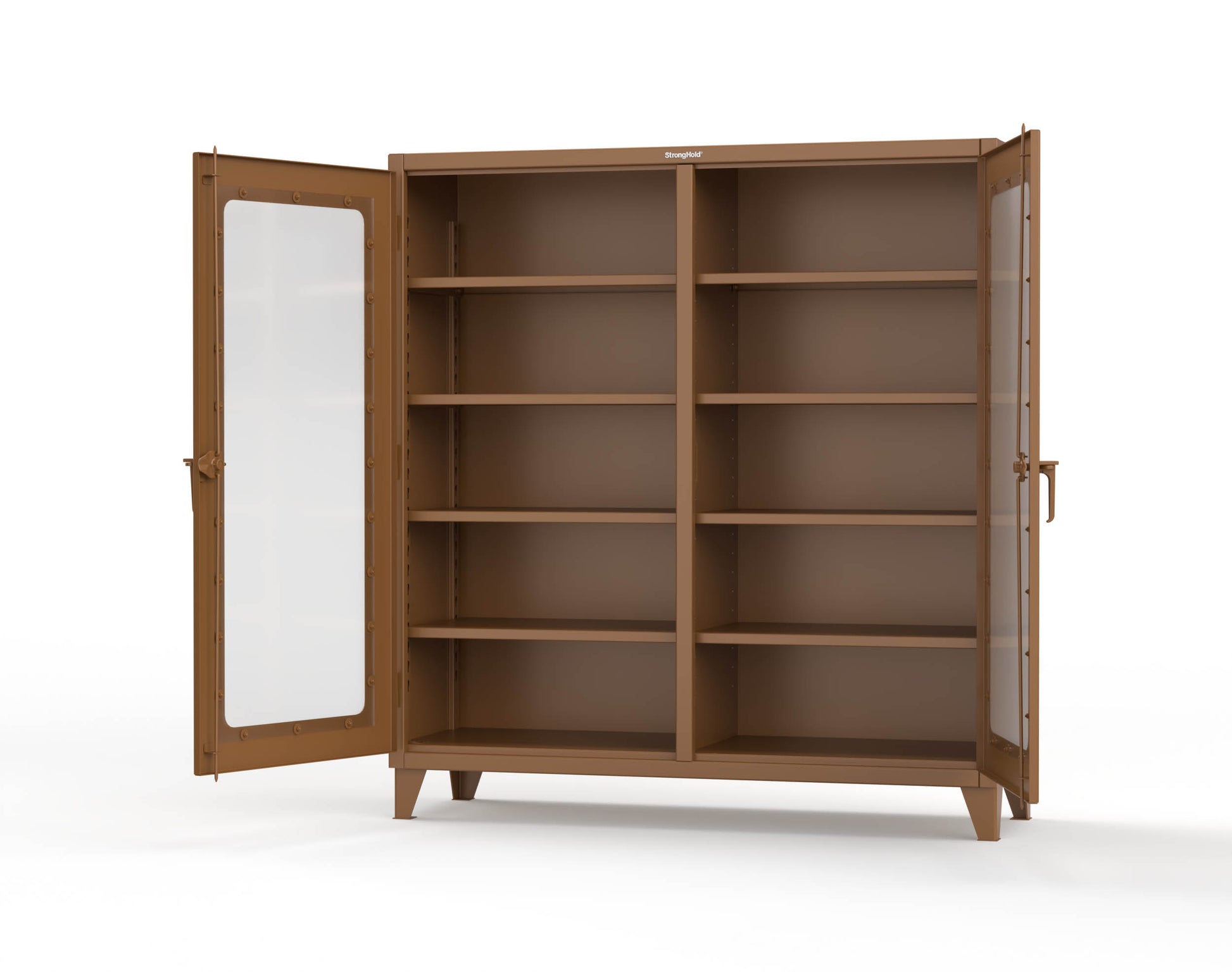 Extreme Duty 12 GA Clear View Double Shift Cabinet with 8 Shelves - 72 In. W x 24 In. D x 78 In. H - 66-DS-LD-248-8008