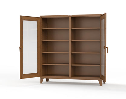 Extreme Duty 12 GA Clear View Double Shift Cabinet with 8 Shelves - 72 In. W x 24 In. D x 78 In. H - 66-DS-LD-248-8008