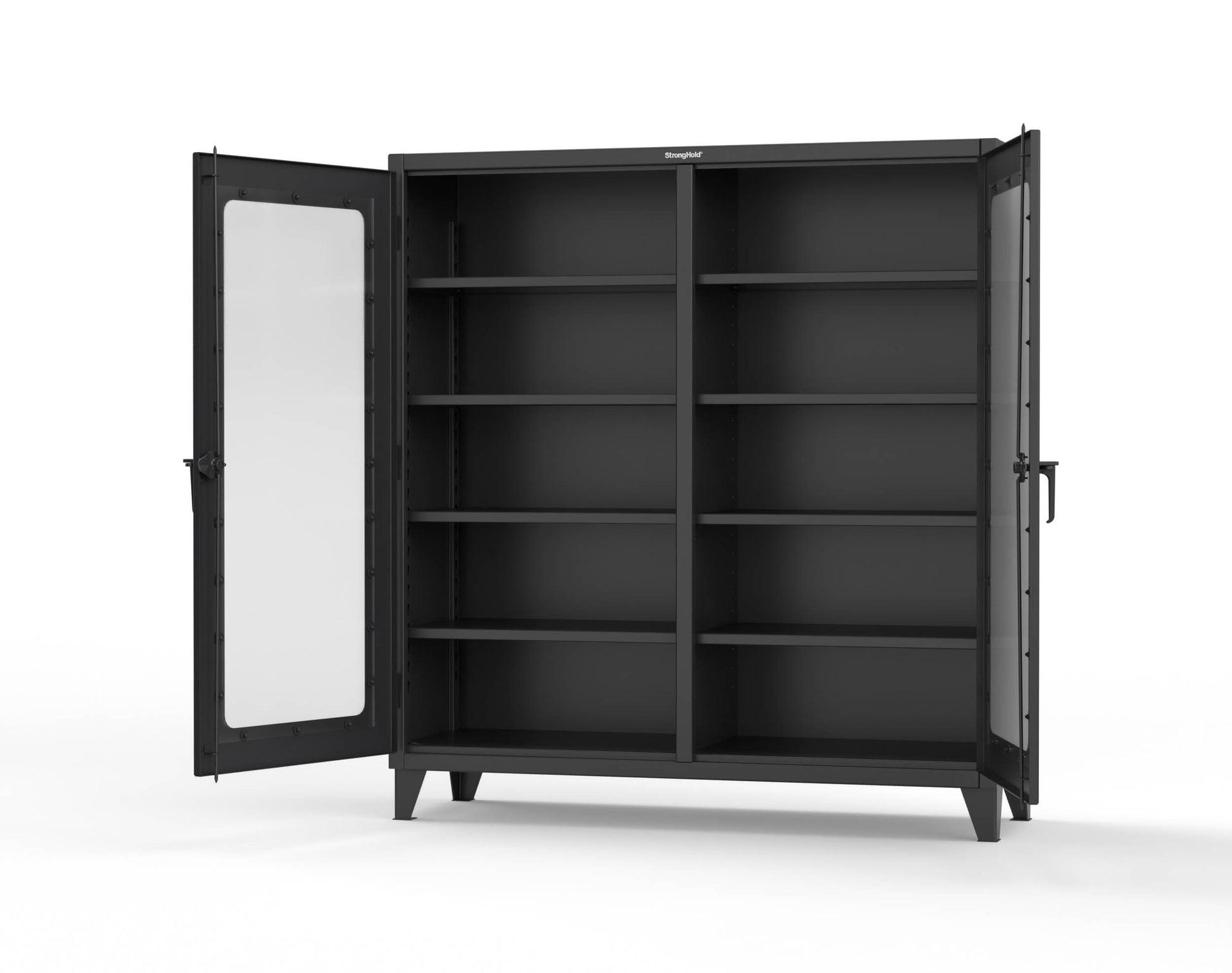 Extreme Duty 12 GA Clear View Double Shift Cabinet with 8 Shelves - 72 In. W x 24 In. D x 78 In. H - 66-DS-LD-248-9005