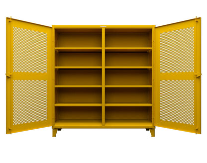 Extreme Duty 12 GA Ventilated (Diamond) Double Shift Cabinet with 8 Shelves - 72 In. W x 24 In. D x 78 In. H - 66-DS-V-248-1021