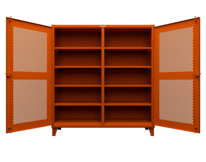Extreme Duty 12 GA Ventilated (Diamond) Double Shift Cabinet with 8 Shelves - 72 In. W x 24 In. D x 78 In. H - 66-DS-V-248-2009