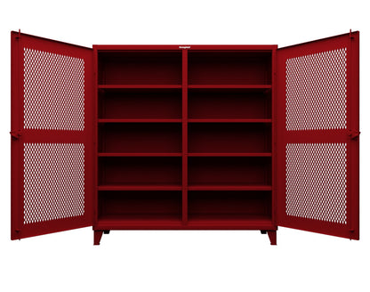 Extreme Duty 12 GA Ventilated (Diamond) Double Shift Cabinet with 8 Shelves - 72 In. W x 24 In. D x 78 In. H - 66-DS-V-248-3001