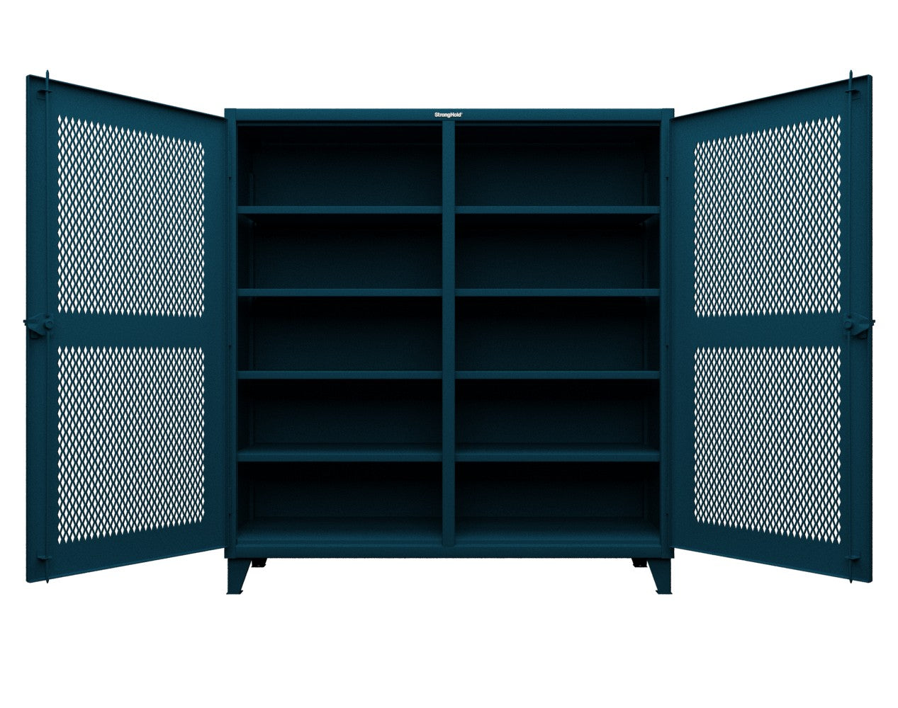 Extreme Duty 12 GA Ventilated (Hex) Double Shift Cabinet with 8 Shelves - 72 In. W x 24 In. D x 78 In. H