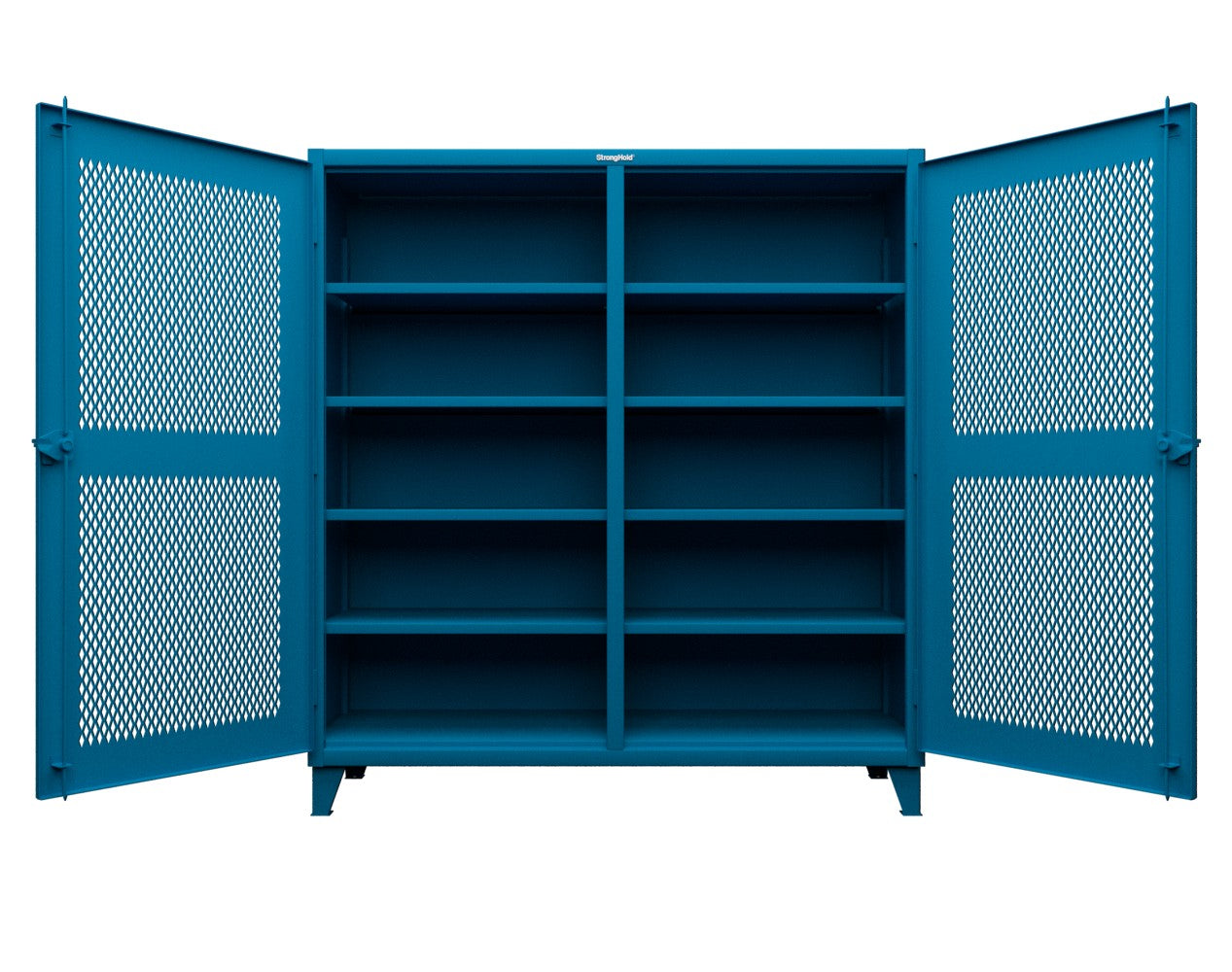 Extreme Duty 12 GA Ventilated (Hex) Double Shift Cabinet with 8 Shelves - 72 In. W x 24 In. D x 78 In. H