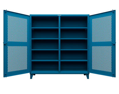 Extreme Duty 12 GA Ventilated (Diamond) Double Shift Cabinet with 8 Shelves - 72 In. W x 24 In. D x 78 In. H - 66-DS-V-248-5012